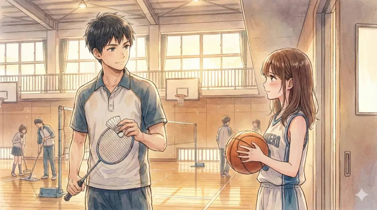 アオのハコみたいなアニメ漫画10選！体育館でバドミントンの男子とバスケ女子が見つめ合う青春恋愛アイキャッチ