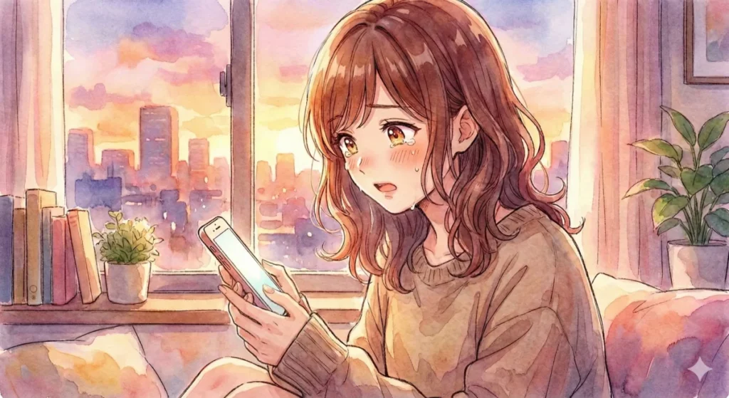 原作者つるまいかだ先生が夢を叶えた春瀬なつみさんの配役秘話をスマホで感慨深く読む女の子