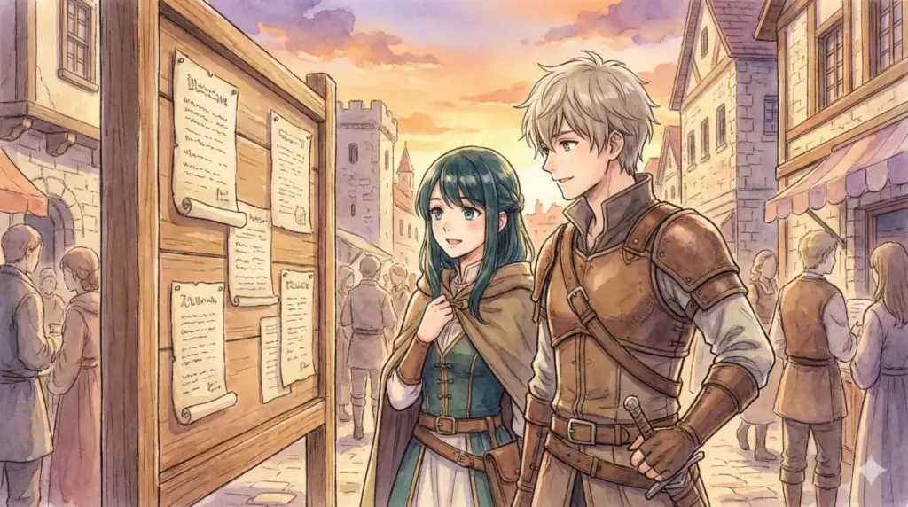 街中を歩くフェルンとシュタルクのデート回やキスシーンの有無を解説するQ&Aコーナー用画像