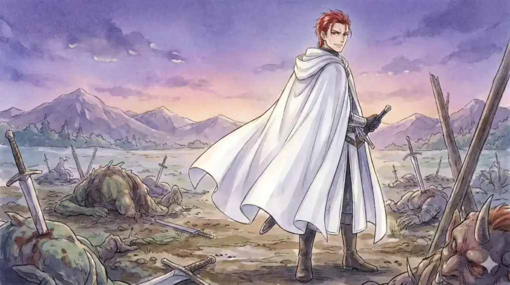 最強の戦士の証である汚れ一つない白い外套を身に纏い、魔物を倒し戦場に立つシュトルツ