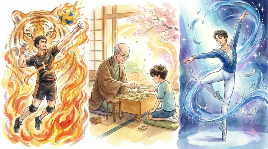 バレーや将棋など各作品の要素をモチーフにあなたに最適なネクストメダリストを診断するイメージ