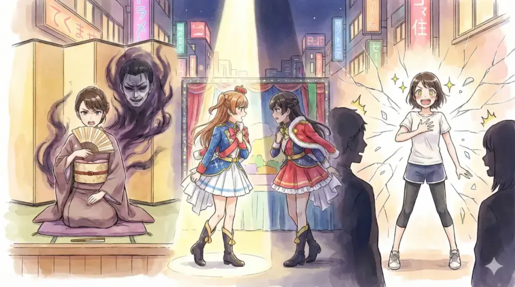 あかね噺やかげきしょうじょにガラスの仮面など天才役者の狂気と演技バトルを描く3作品の絵