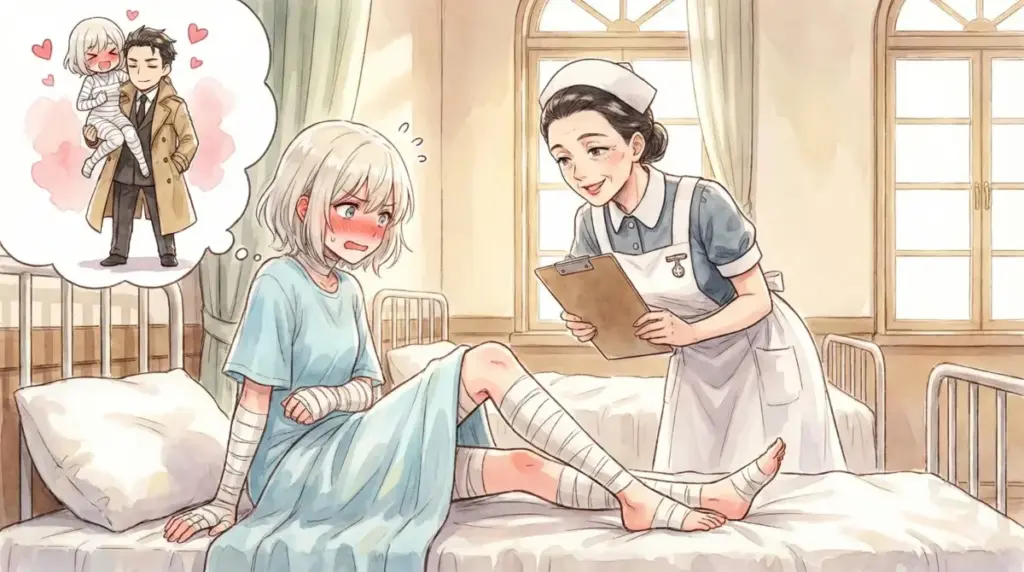 全身包帯姿で入院中のフィオナがハンドラーの言葉に赤面しロイドへの重すぎる愛を再確認する病院