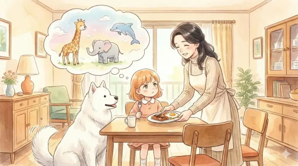 母として成長したヨルの朝食を食べるアーニャとボンドの夢が広がる平和なフォージャー家の食卓