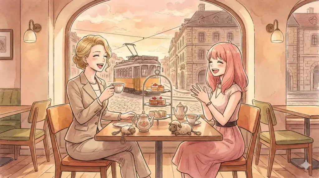 大人になったベッキーとアーニャ:カフェで羊のキーホルダーを前に思い出話に花を咲かせる永遠の親友