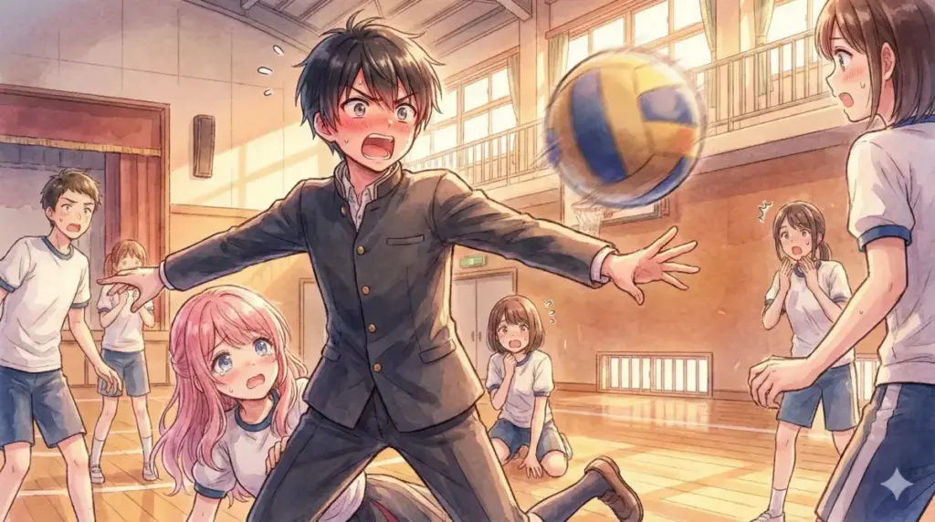 スパイファミリー:ドッジボールでアーニャを庇い赤面するダミアン(次男)の保護衝動、男気溢れるアニメ第10話のシーン