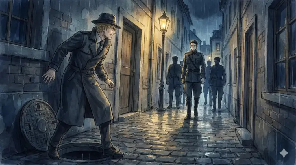 下水道へ逃げ込むロイドとそれを追跡し対峙するユーリを描くスパイファミリー次回予告の死闘