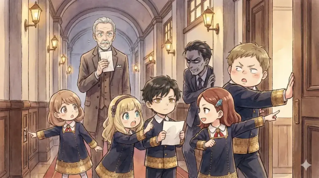 冤罪で辞職の危機にあるヘンダーソンを救出するため立ち上がるアーニャたち生徒の熱い絆を描く