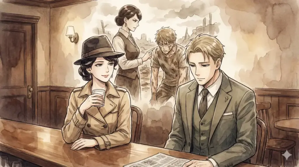 シルヴィアとロイドのバーでの会話、過去の過酷な戦争体験と地獄の躾の回想が重なる師弟の絆