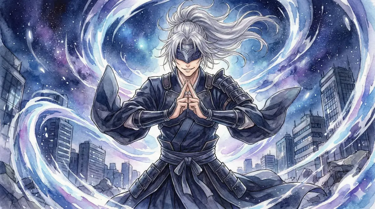 帝釈天の印を結び最強の領域無量空処を展開する五条悟を描いた呪術廻戦解説記事のアイキャッチ