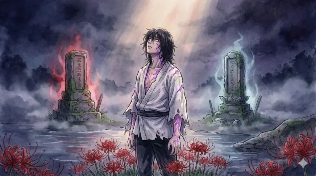 彼岸花が咲く境界の地で宿儺と二度の死亡・蘇生を経験した虎杖悠仁の壮絶な過去の記憶