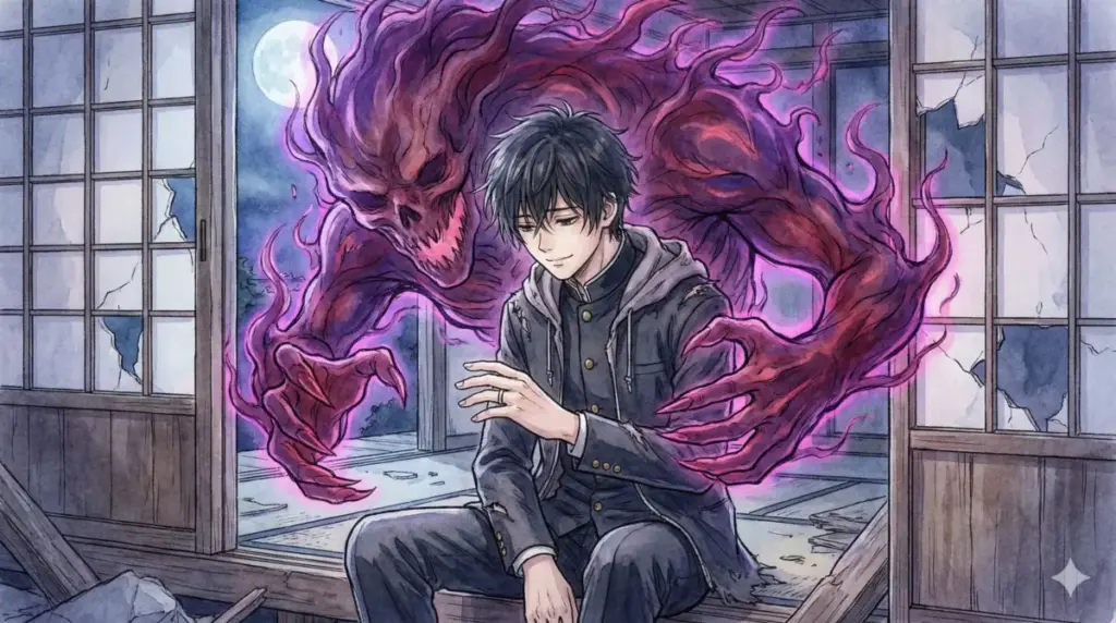 里香が遺した最強のお守りであるリカちゃんを背後に従え孤独に戦う乙骨憂太の解説画像