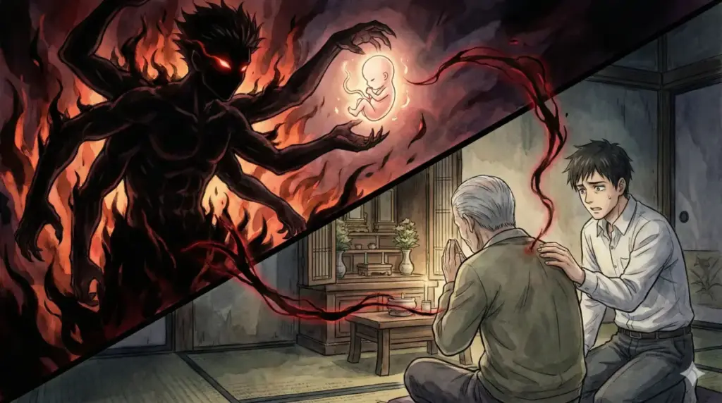 宿儺が喰らった双子の片割れの魂を継ぐ祖父・倭助と父・仁の血縁関係を描く衝撃の出生秘話