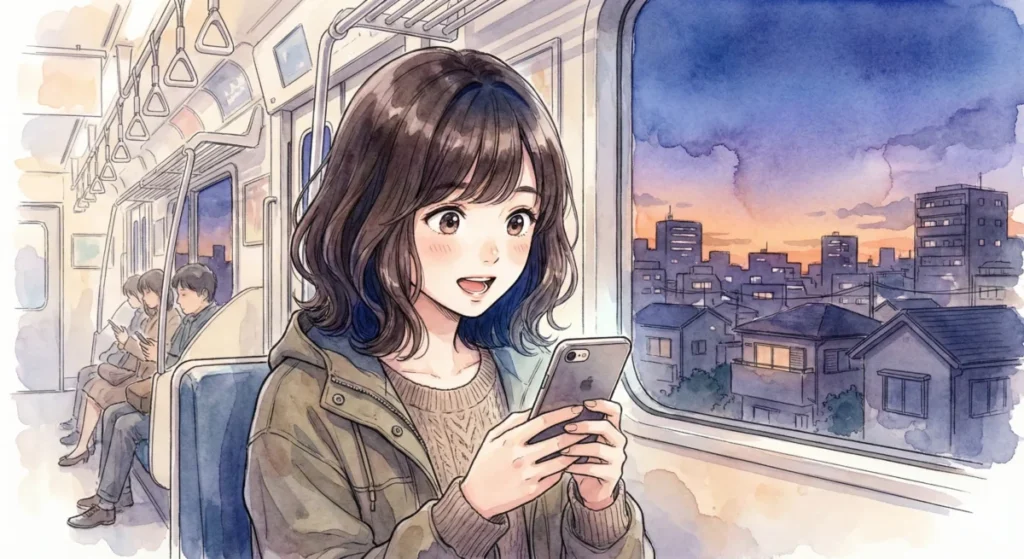 狼嵜光がブロック大会を予選免除で欠席しロシア修行へ向かった謎を電車内でスマホで読む女の子