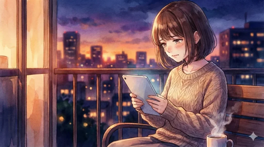 黒川あかねとの交際理由と、かなへの未練を断ち切るための歪んだ優しさについてベランダでスマホを眺める女性