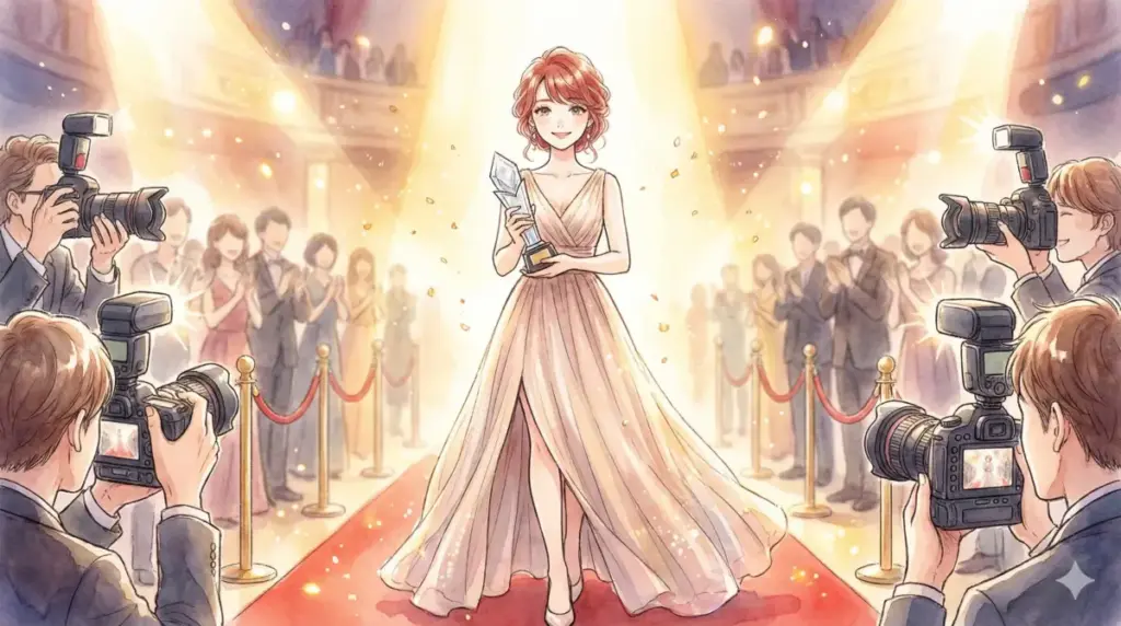 アクアの死後も光の中を歩み主演女優賞を獲得し華やかな舞台で微笑む成長した有馬かな