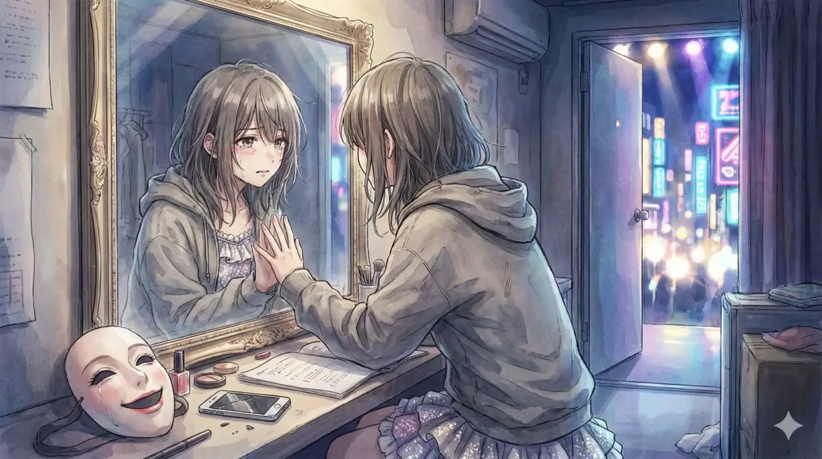 楽屋の鏡の前で涙を流し仮面を外して自分の人間臭い本音と向き合う有馬かなの苦悩