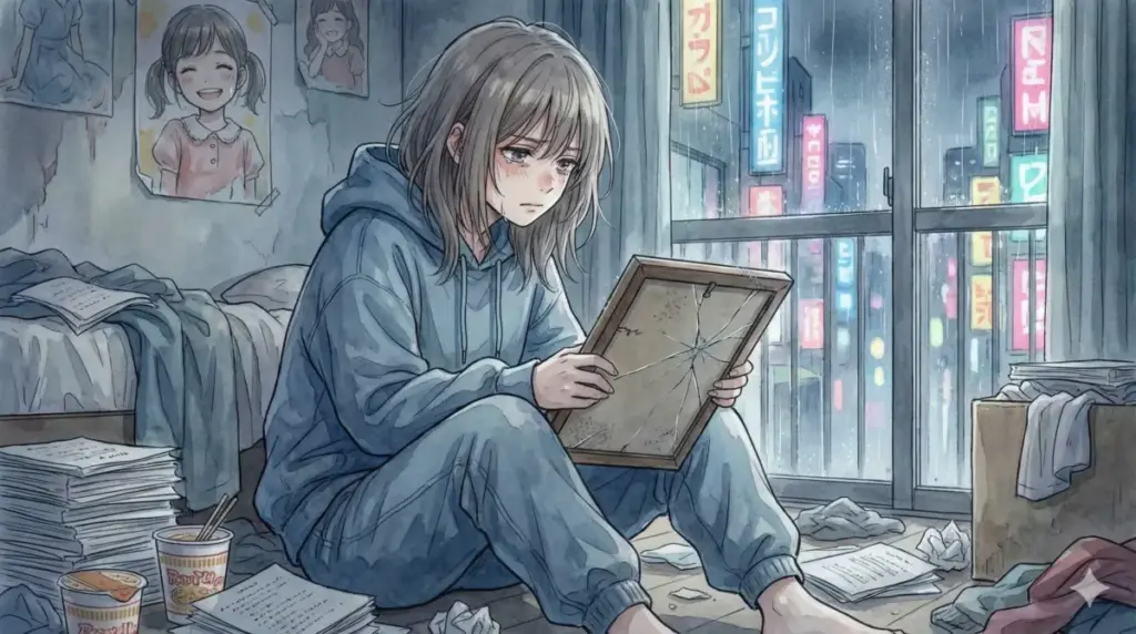 自室で割れた鏡を見つめ負けヒロインとして停滞し絶望する有馬かなの不憫な姿