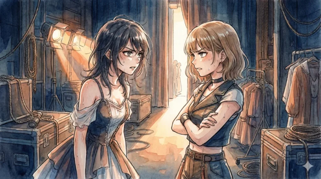 舞台裏で互いを嫌いと罵り合いながらも役者として高め合う黒川あかねと有馬かなの熱い対峙