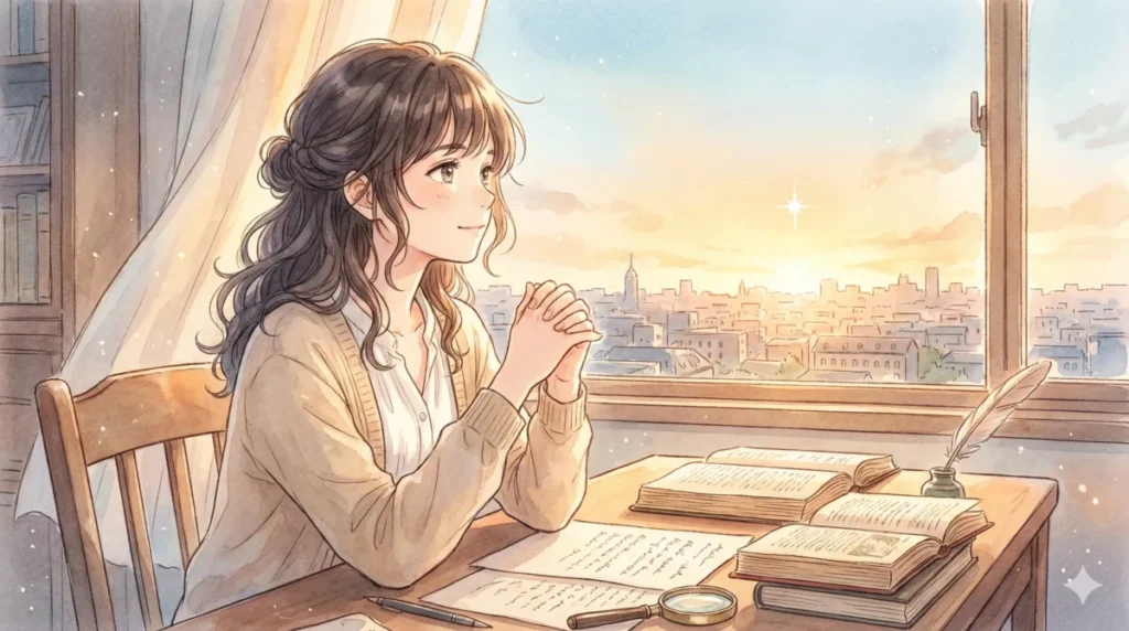 窓辺で朝焼けを見つめ探偵能力と献身的な愛でアクアを救う聖女の如き黒川あかねの祈り