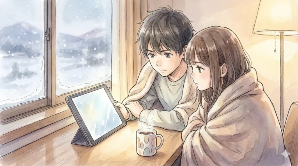 葬送のフリーレン32話の故郷を守る想いや過酷な北部高原の旅をタブレットで観る二人
