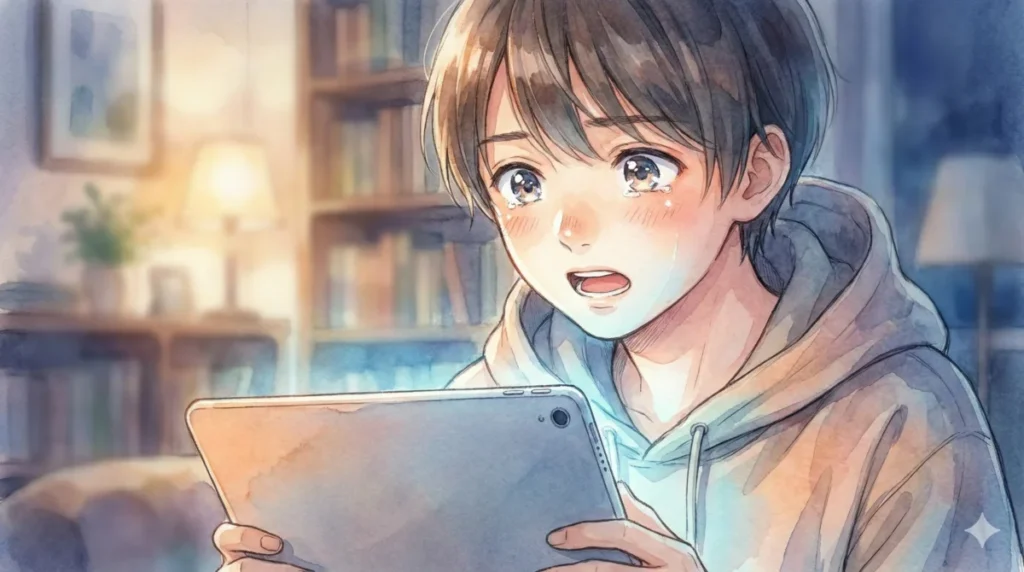 葬送のフリーレン32話の神演出や迫力のバトル作画に感動して涙を流しながら見入る様子