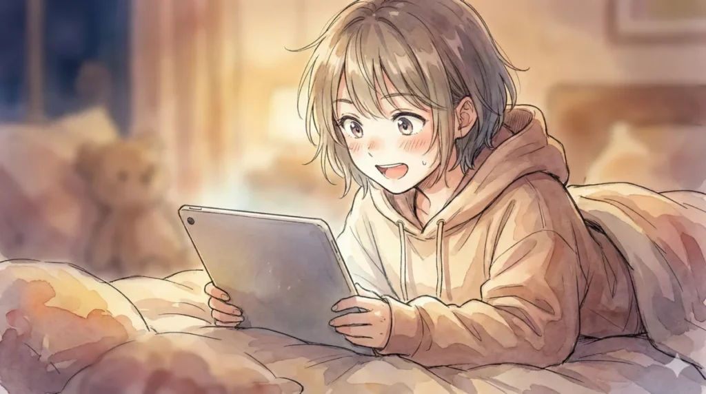 キャラクターの意外なギャップや熱い試合展開をデバイスで驚きつつ見守る視聴者の様子