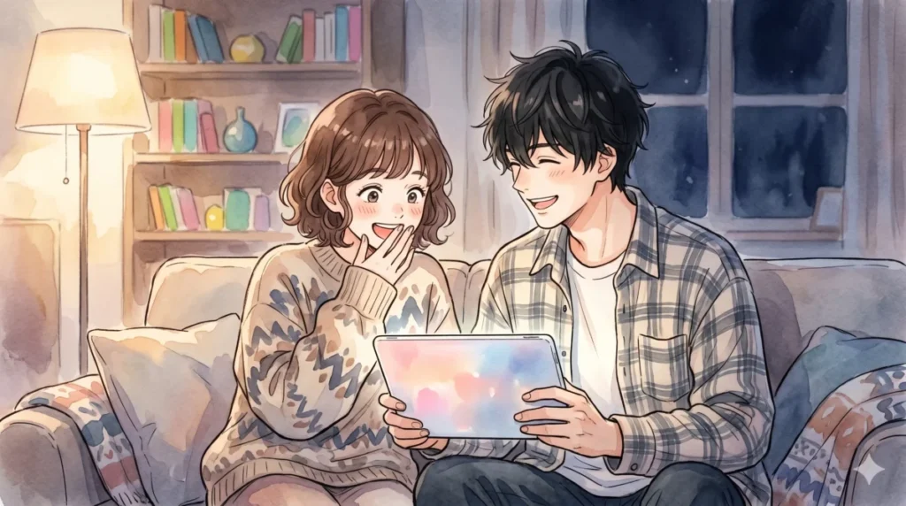 特定キャラのクールな外見と内面の落差を描いた設計思想をデバイスで楽しむ情景