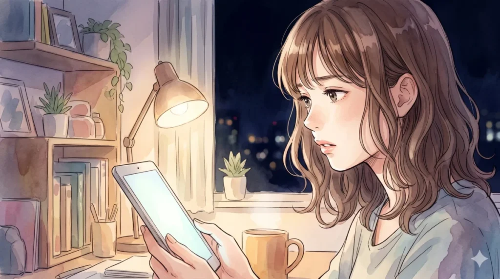 一級魔法使い試験の合格理由と面接での意外な真相をデバイスで閲覧している情景