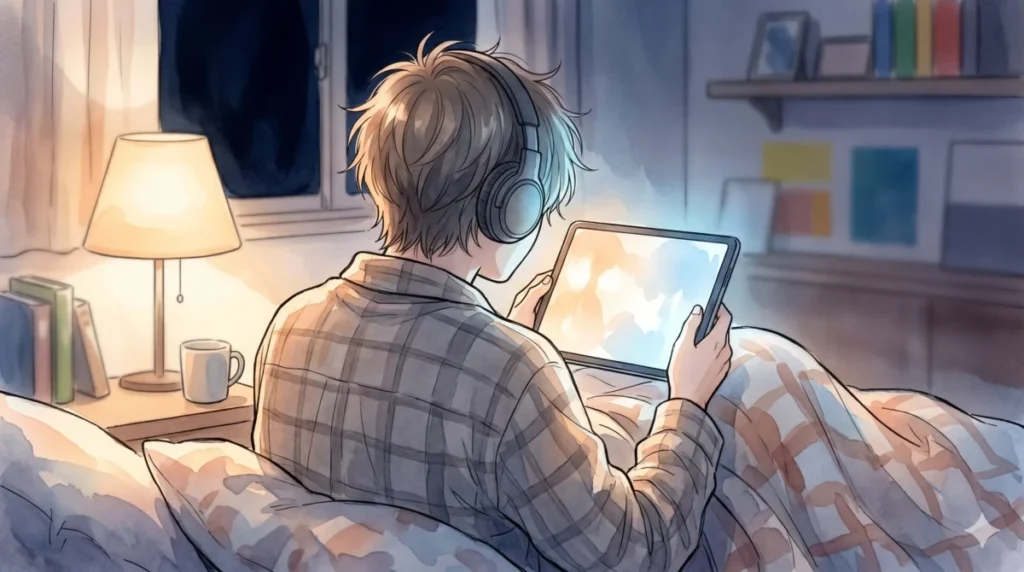 笑顔の仮面と内面の落差を活かした演技の系譜についてデバイスで閲覧している情景