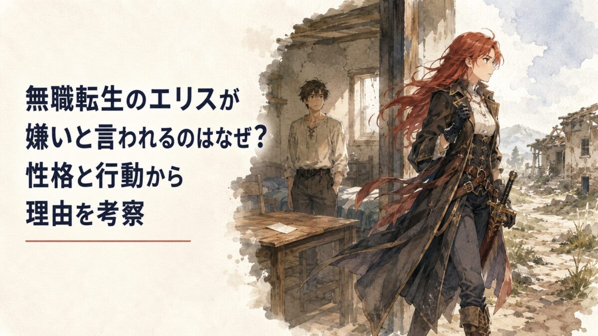 荒れた故郷を背に短い書き置きを残して旅立つ赤髪の女性剣士と、部屋に取り残された青年のすれ違い