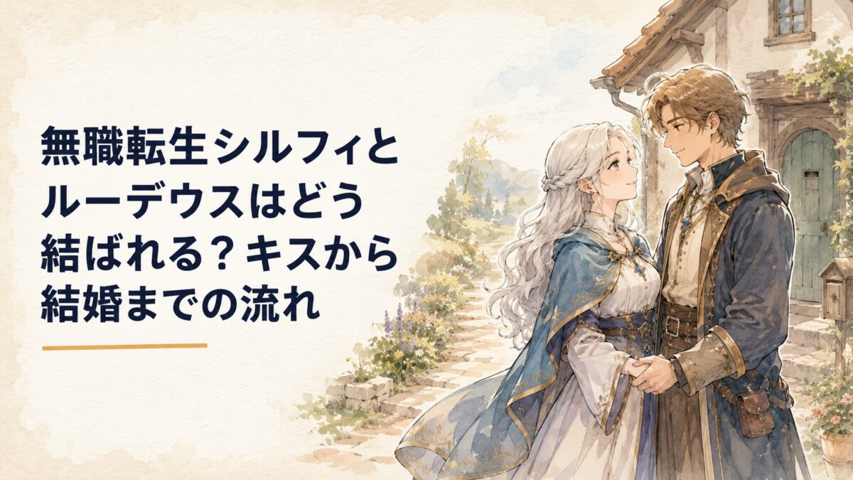 白髪の女性魔術師と青年魔術師が互いの気持ちを確かめ、新しい暮らしへ踏み出す穏やかな場面