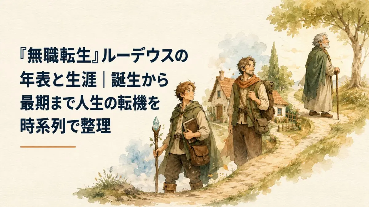 幼い魔術師として歩き始めた一人の男性が、旅や家族との暮らしを経て穏やかな老年期へ至る長い人生を象徴する情景