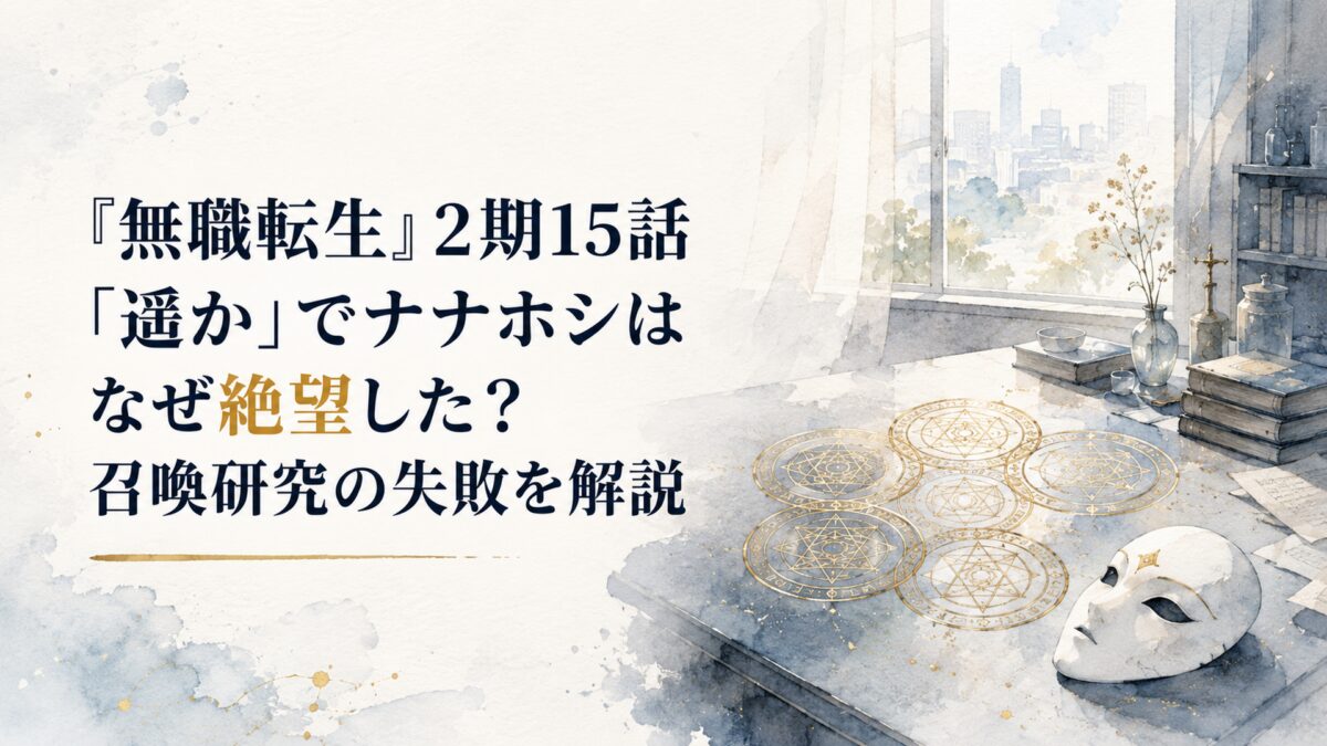 白い仮面と五枚に重なった魔法陣、遠い現代日本を思わせる淡い光が差し込む静かな異世界の研究室