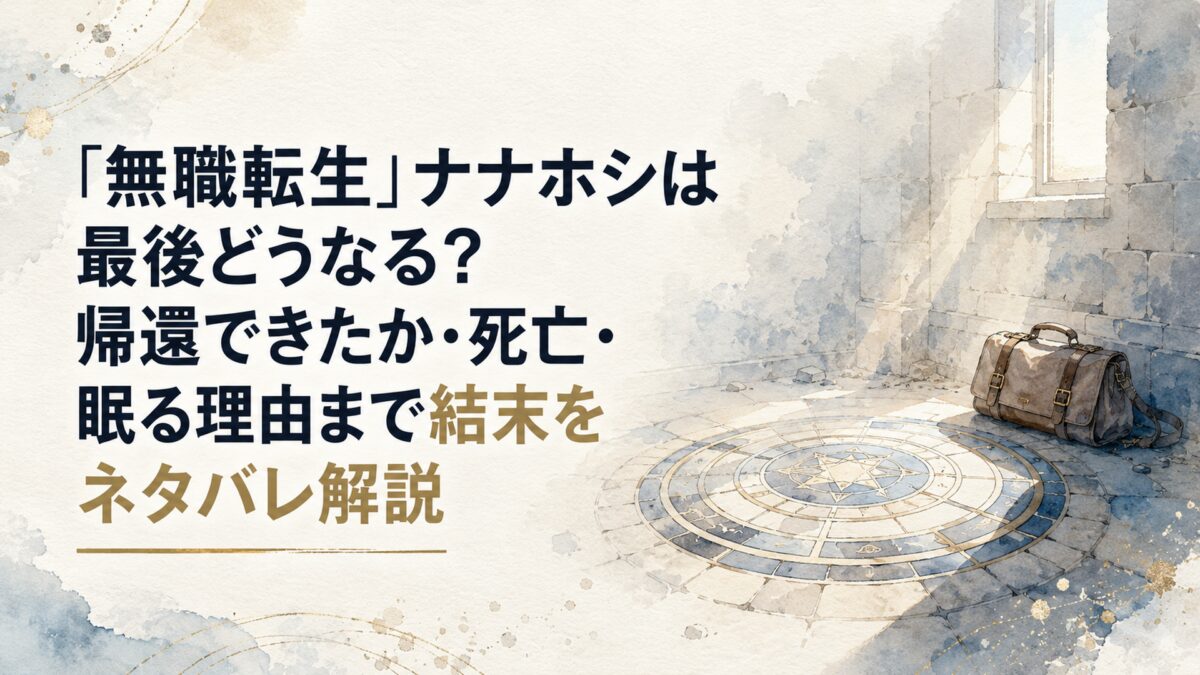 淡い光の差す静かな石造りの部屋に停止した転移魔法陣と旅支度の鞄が置かれ、長い時間を待つ余韻が漂う情景