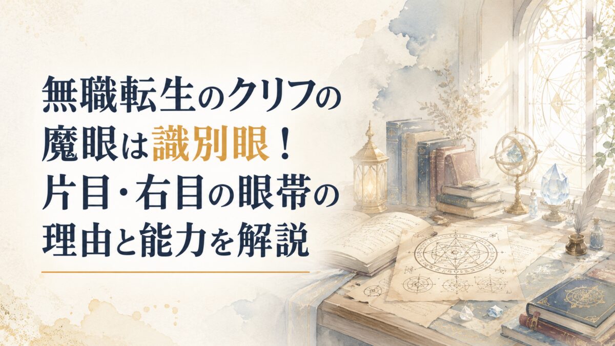 淡い光が差し込む魔術研究室と古い書物、魔法陣の図面が並ぶ幻想的な風景