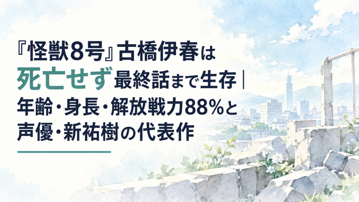 『怪獣8号』古橋伊春は死亡せず最終話まで生存｜年齢・身長・解放戦力88％と声優・新祐樹の代表作