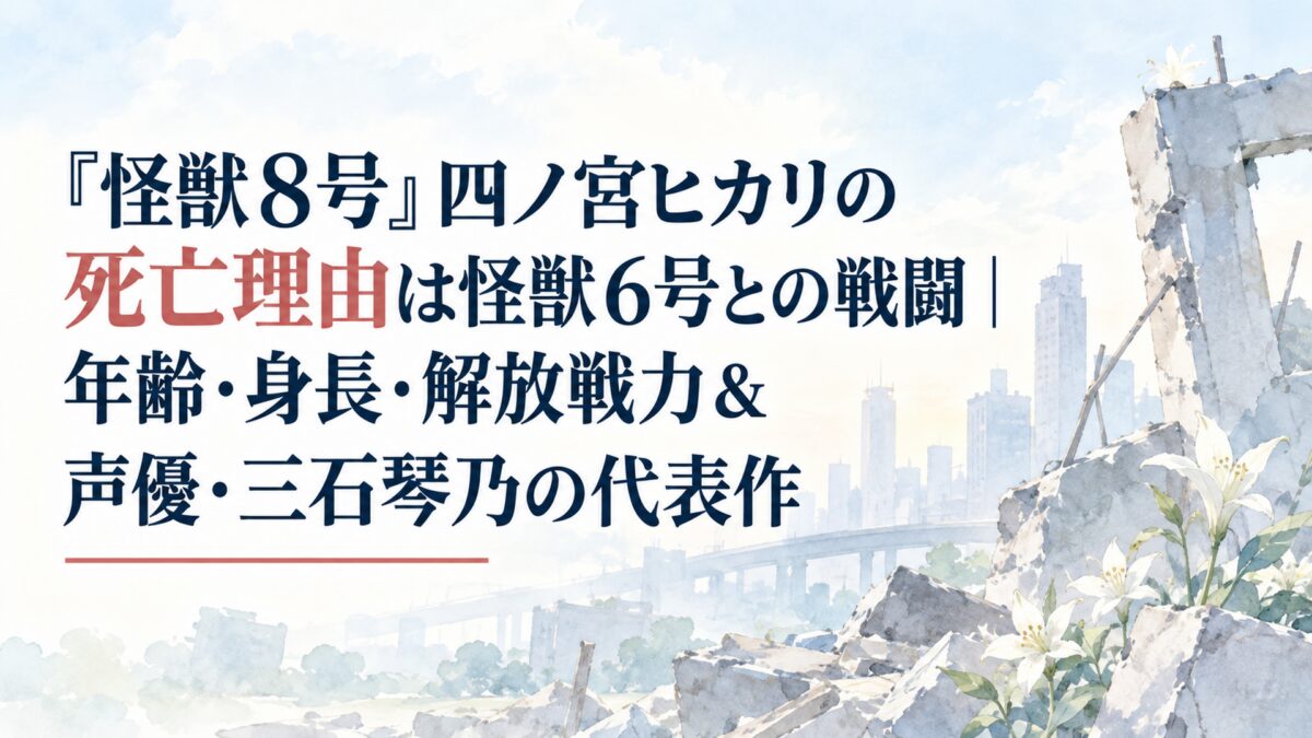 『怪獣8号』四ノ宮ヒカリの死亡理由は怪獣6号との戦闘｜年齢・身長・解放戦力＆声優・三石琴乃の代表作