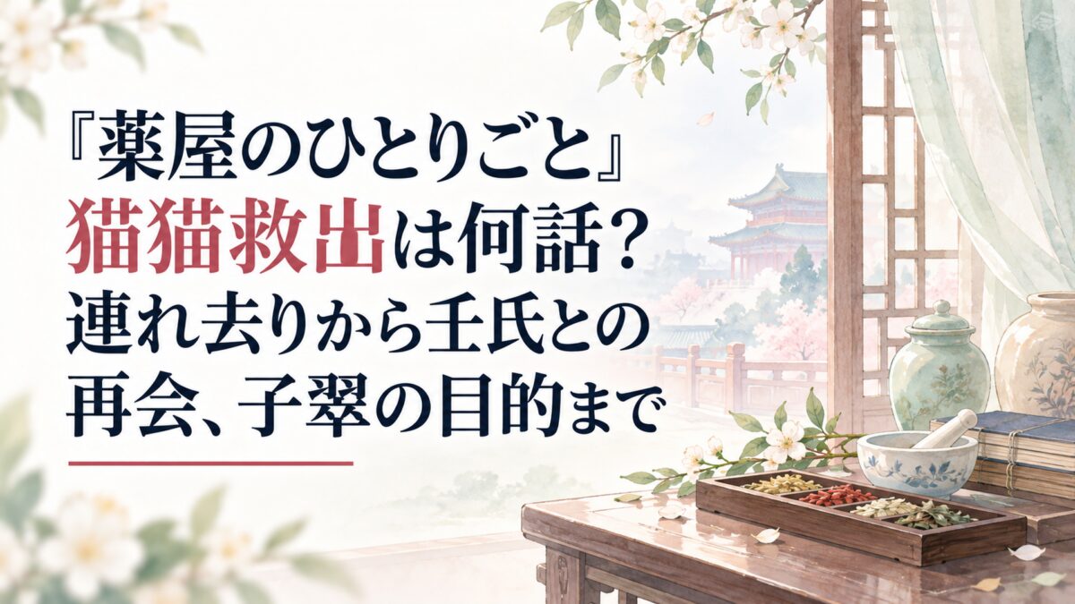 『薬屋のひとりごと』猫猫救出は何話？連れ去りから壬氏との再会、子翠の目的まで