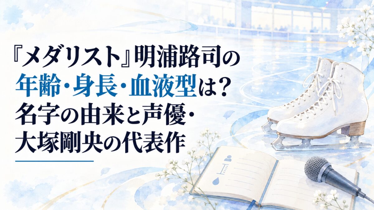 『メダリスト』明浦路司の年齢・身長・血液型は？名字の由来と声優・大塚剛央の代表作